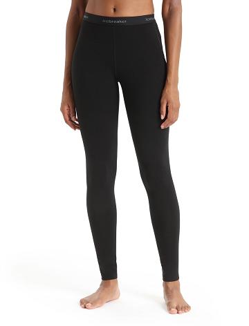 Black Icebreaker BodyfitZone™ Merino 150 Zone Thermal Leggings Women's Base Layers | AU 1888DFMN